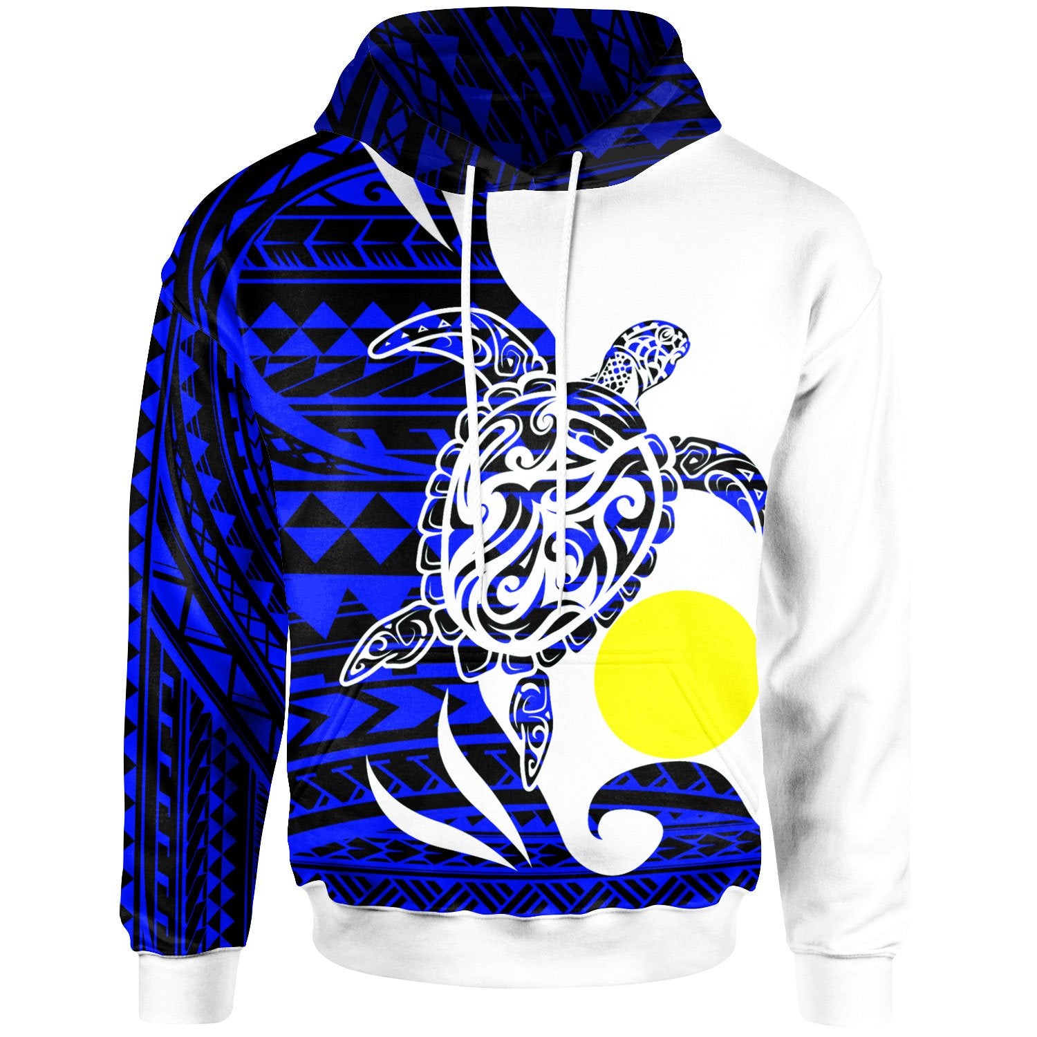 Palau Custom Hoodie Mega Turtle Unisex Blue - Polynesian Pride