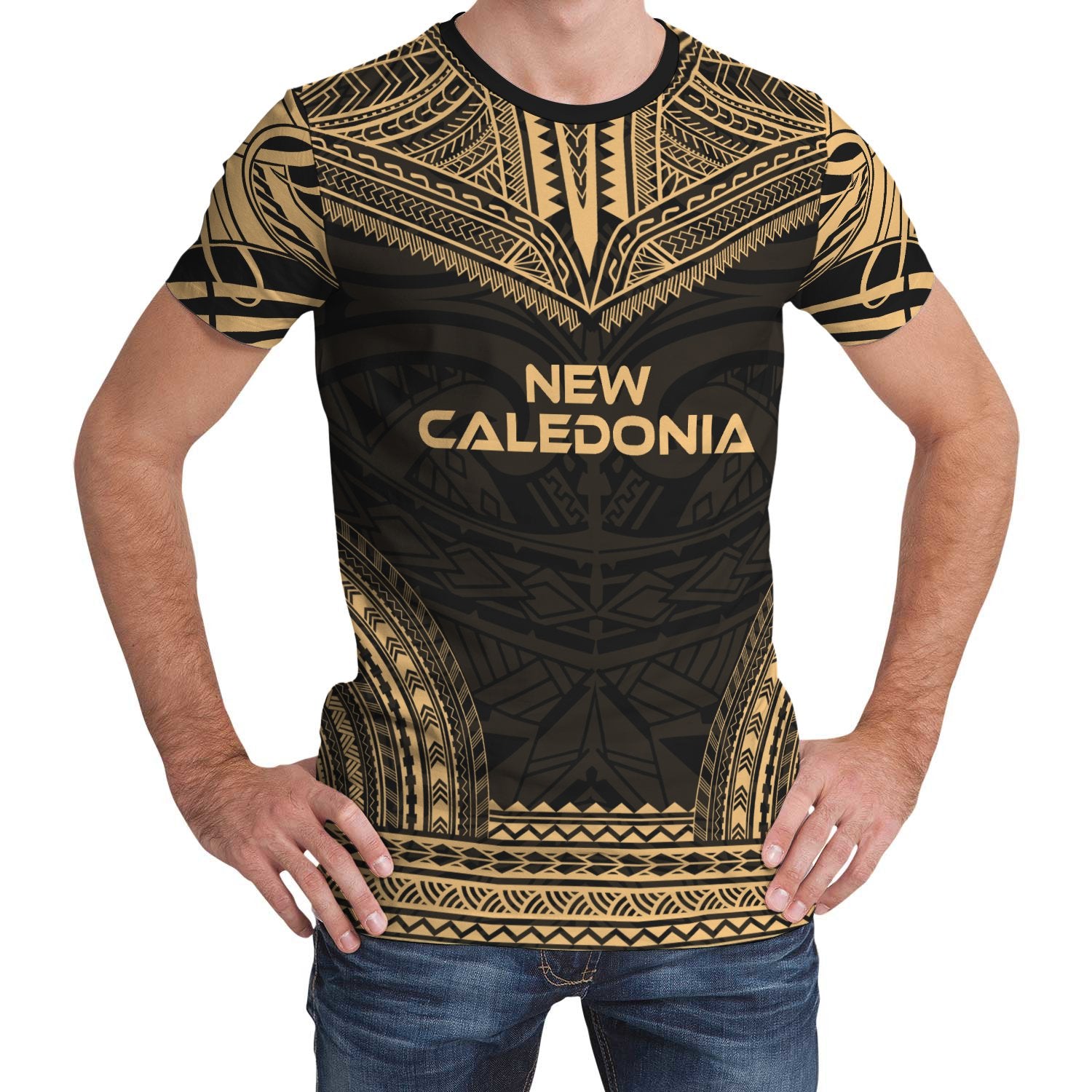 New Caledonia Unisex T Shirt New Caledonia Polynesian Chief Gold Version Unisex Gold - Polynesian Pride