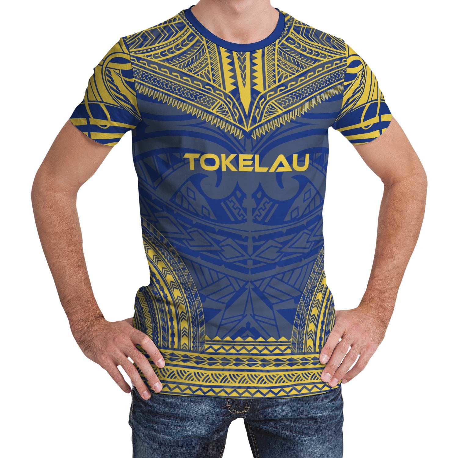 Tokelau T Shirt Tokelauan Polynesian Chief Blue Version Unisex Blue - Polynesian Pride