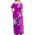 (Custom Personalised) Hawaii Off Shoulder Long Dress Polynesia Pink Sea Turtle Honu and Hibiscus LT13 - Polynesian Pride