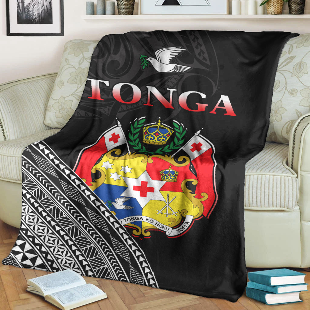 Tonga Premium Blanket Tongan Pattern Blithesome Version Black LT13 - Polynesian Pride