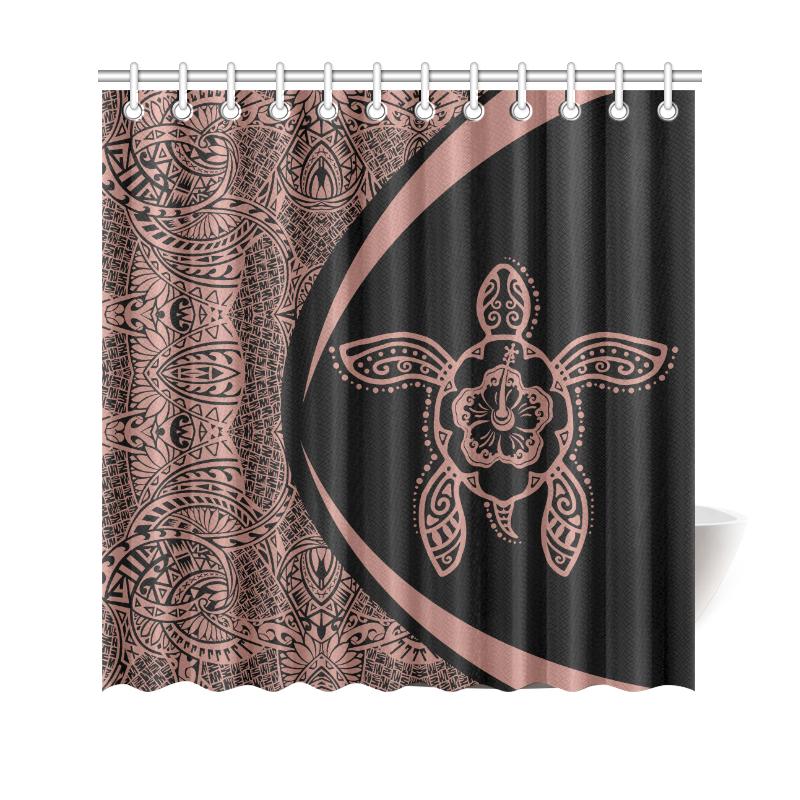 Hawaii Turtle Polynesian Shower Curtain-Circle Style Pink And Black 177 x 172 (cm) Black - Polynesian Pride