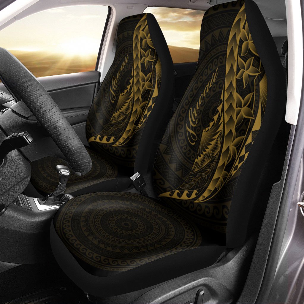 Hawaii Car Seat Covers - Polynesian Pattern Style Gold Color Universal Fit Gold - Polynesian Pride