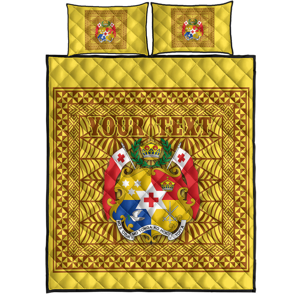 (Custom Personalised) Tonga Pattern Quilt Bed Set Coat of Arms - Yellow and Gold LT4 Yellow - Polynesian Pride