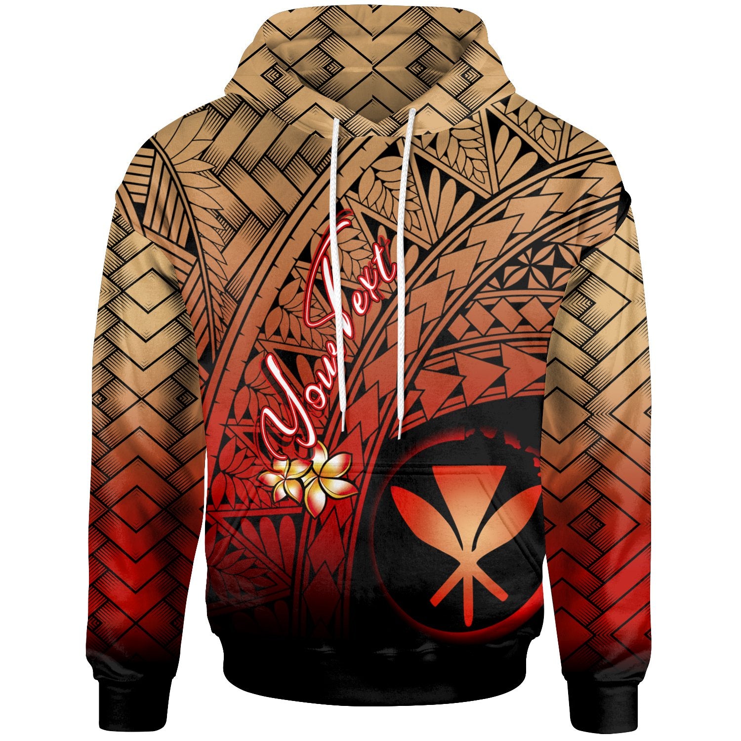 Hawaii Polynesian Custom Hoodie Plumeria Tattoo Tribal Unisex Red - Polynesian Pride