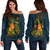 Niue Polynesian Women's Off Shoulder Sweater - Legend of Niue (Blue) Blue - Polynesian Pride