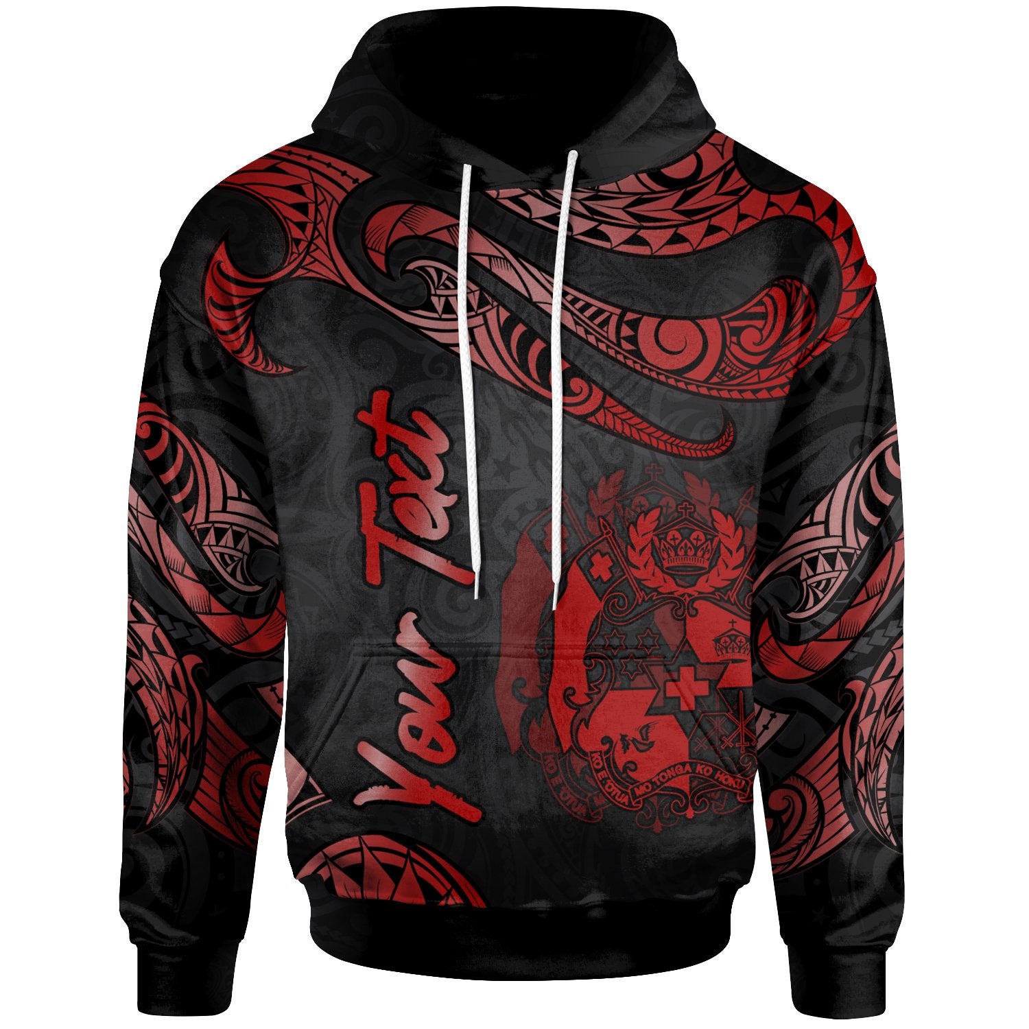 Tonga Polynesian Custom Hoodie Polynesian Tattoo Red Version Unisex Red - Polynesian Pride