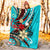 New Caledonia Premium Blanket - Tribal Flower With Special Turtles Blue Color - Polynesian Pride