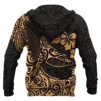 Polynesian Hawaii Zip up Hoodie Polynesian Golden Humpback Whale - Polynesian Pride