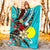 Palau Premium Blanket - Tribal Flower With Special Turtles Blue Color - Polynesian Pride