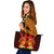 Samoa Large Leather Totes - Tribal Tuna Fish Orange - Polynesian Pride