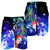 Tonga Men's Shorts - Humpback Whale with Tropical Flowers (Blue) - Polynesian Pride