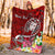 Fiji Custom Personalised Premium Blanket - Turtle Plumeria (Red) - Polynesian Pride