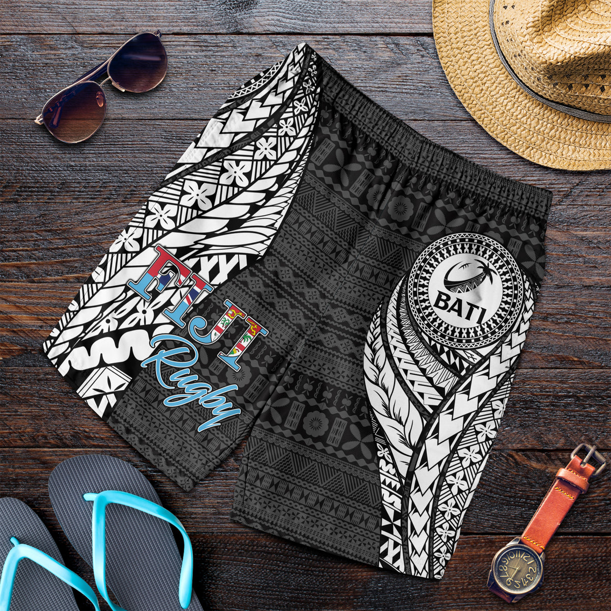 Fiji Rugby Bati Tapa Pattern Men Short - LT2 - Polynesian Pride