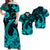 Hawaii Matching Polynesia Tribal Fish Hook Turquoise Hawaii Dress and Hawaiian Shirt LT13 Turquoise - Polynesian Pride