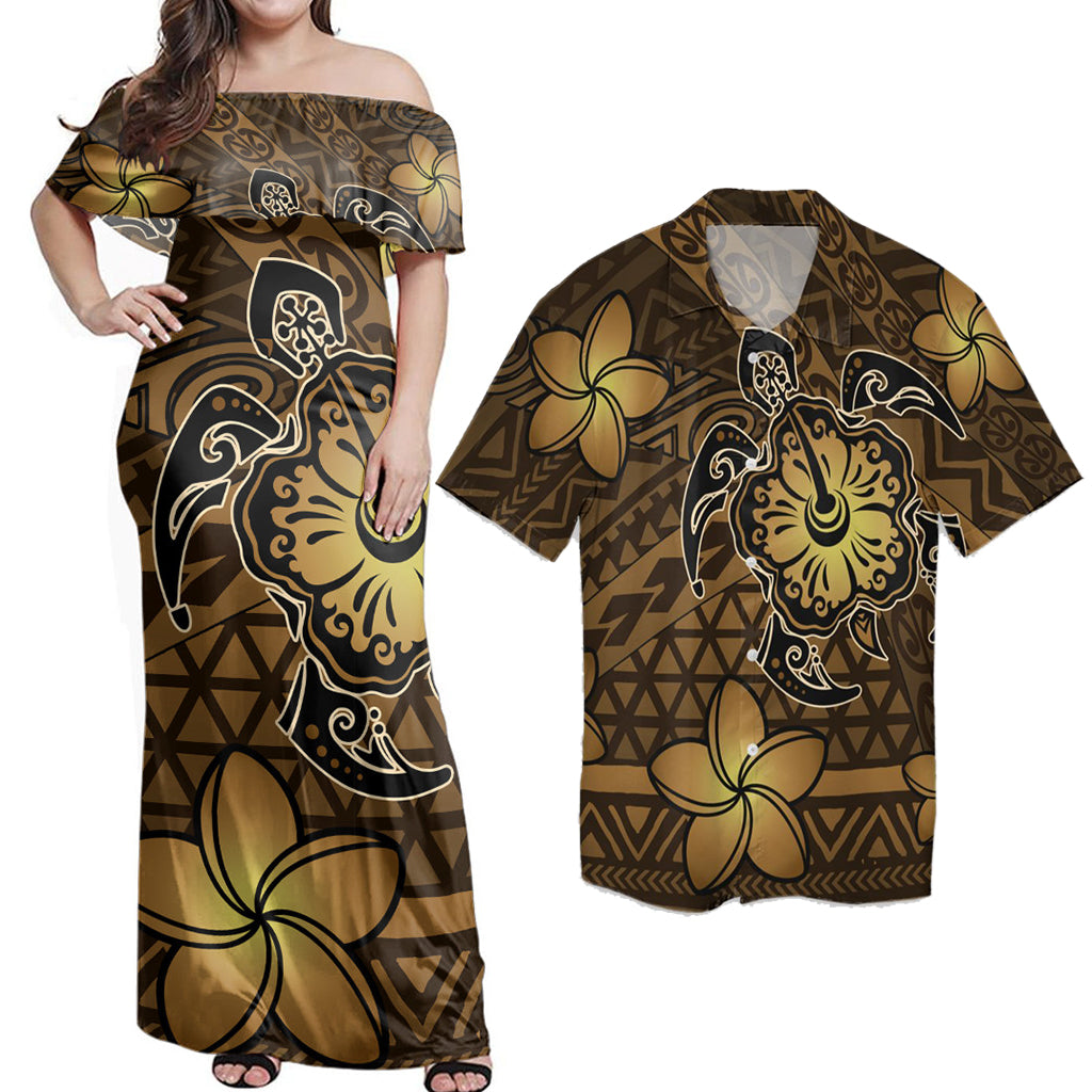 Polynesian Couple Outfits Matching Dress and Hawaiian Shirt Hawaii Mix Polynesian Turtle Plumeria Nick Style Brown RLT14 No Dress - Polynesian Pride