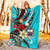 Samoa Premium Blanket - Tribal Flower With Special Turtles Blue Color - Polynesian Pride