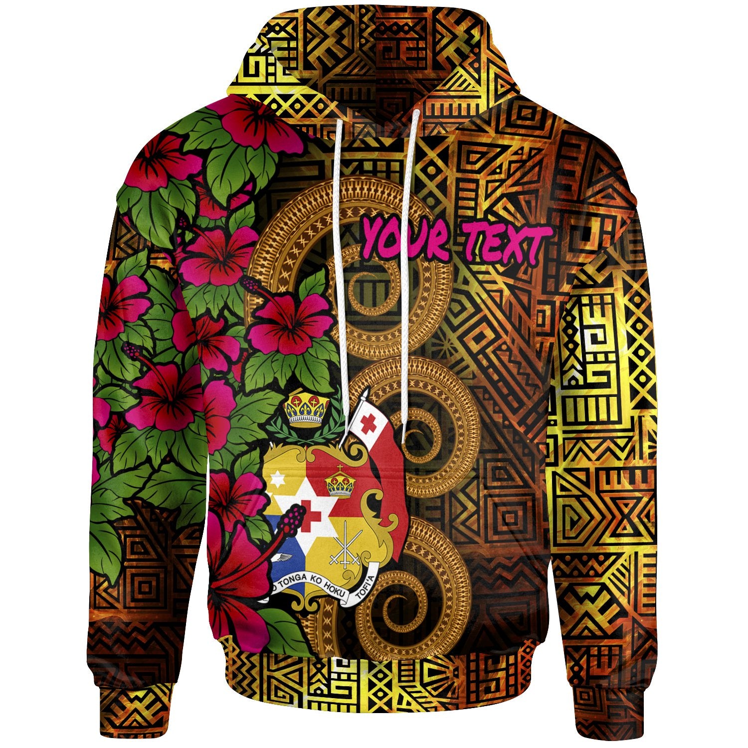 Tonga Polynesian Custom Hoodie Hibiscus Vintage Unisex Orange - Polynesian Pride