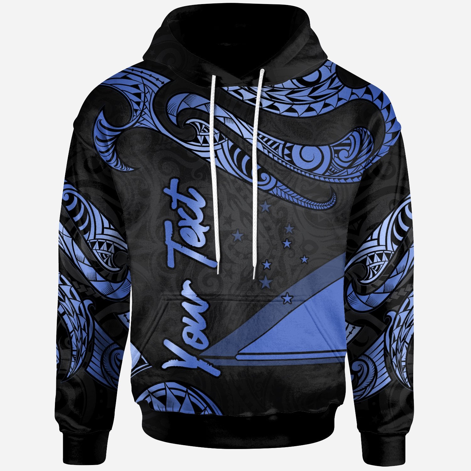 Tokelau Polynesian Custom Hoodie Polynesian Tattoo Blue Version Unisex Blue - Polynesian Pride