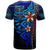 Fiji Polynesian T Shirt Blue Vintage Tribal Mountain - Polynesian Pride