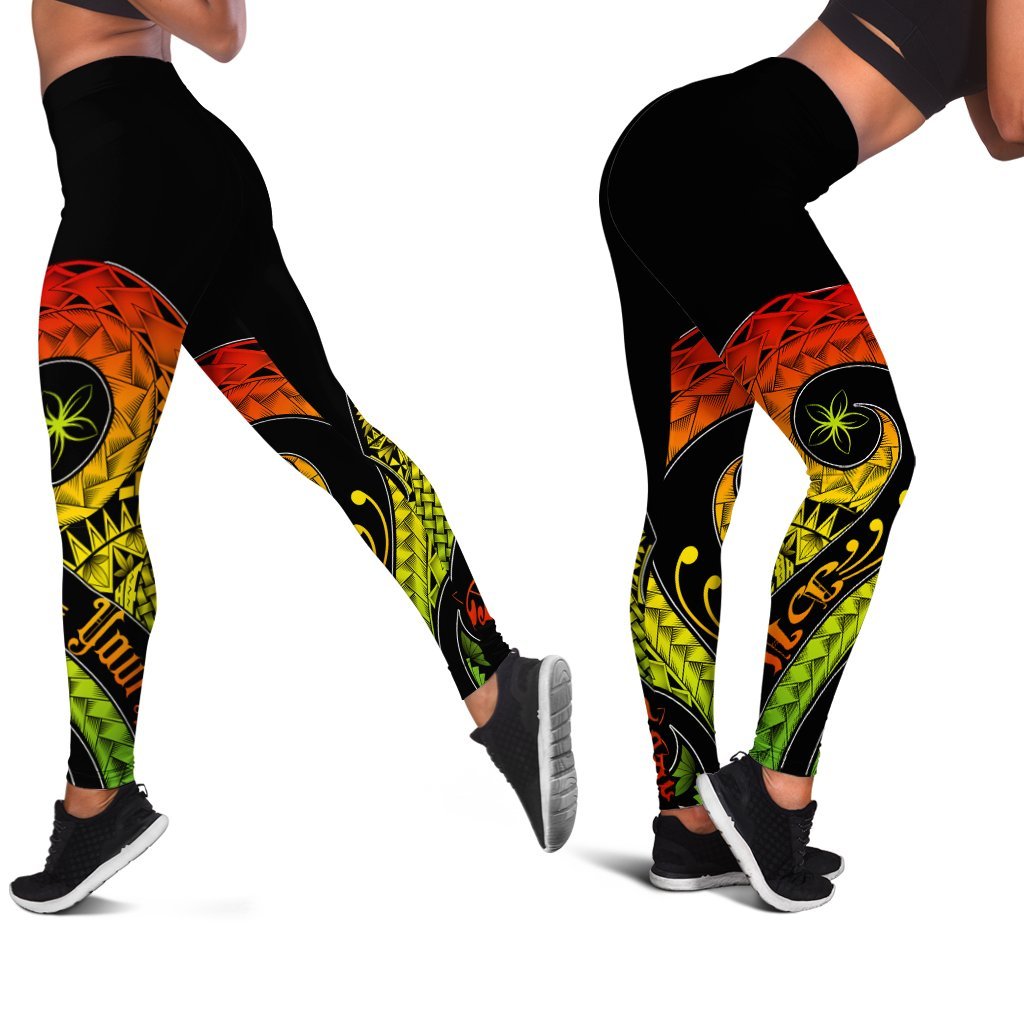 Papua New Guinea Personalised Legging - PNG Bird And Polynesian Decorative Pattern Reggae - Polynesian Pride