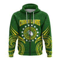 Cook Islands Rugby Zip up Hoodie Tribal Pattern LT12 - Polynesian Pride