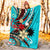 Nauru Premium Blanket - Tribal Flower With Special Turtles Blue Color - Polynesian Pride