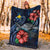 Papua New Guinea Polynesian Premium Blanket - Blue Turtle Hibiscus - Polynesian Pride