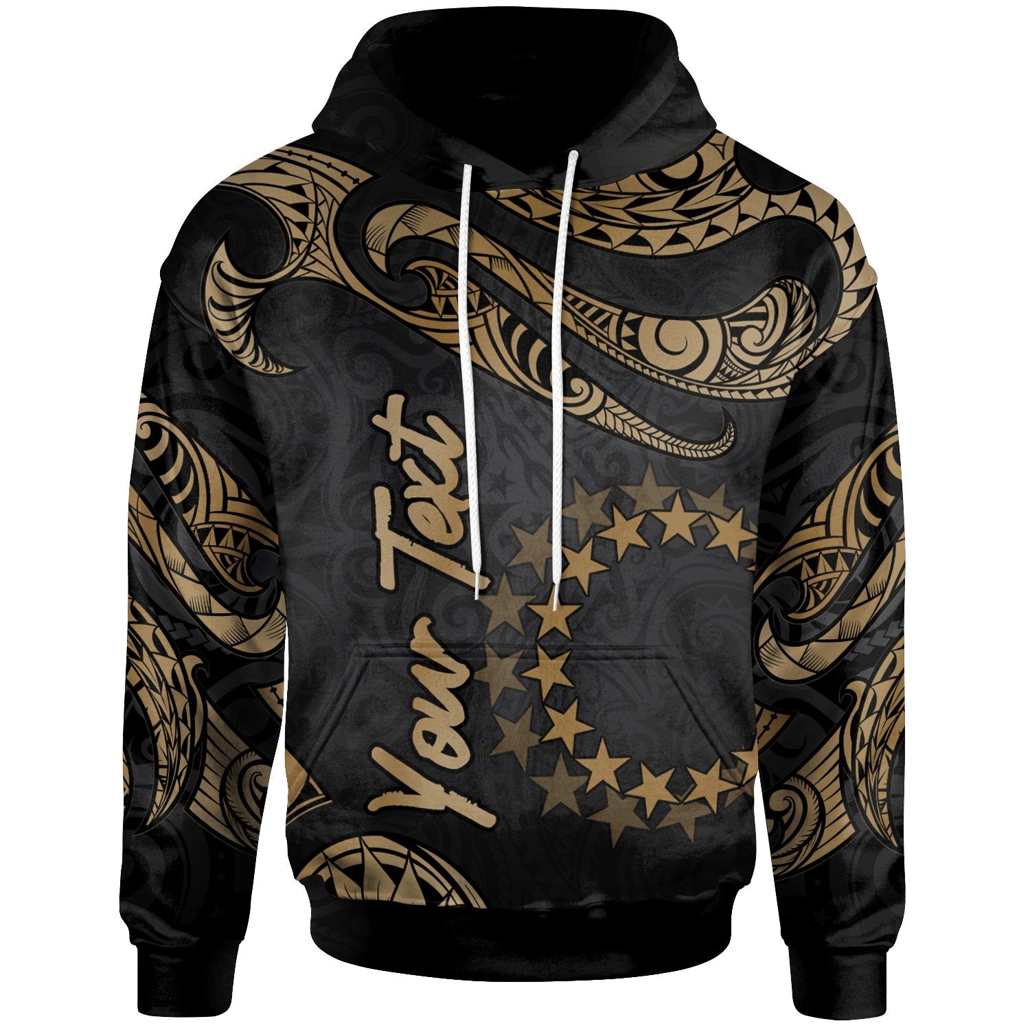 Cook Islands Polynesian Custom Hoodie Polynesian Tattoo Gold Version Unisex Gold - Polynesian Pride