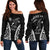 American Samoa Off Shoulder Sweater Eagle mix Polynesian LT13 Women Black - Polynesian Pride