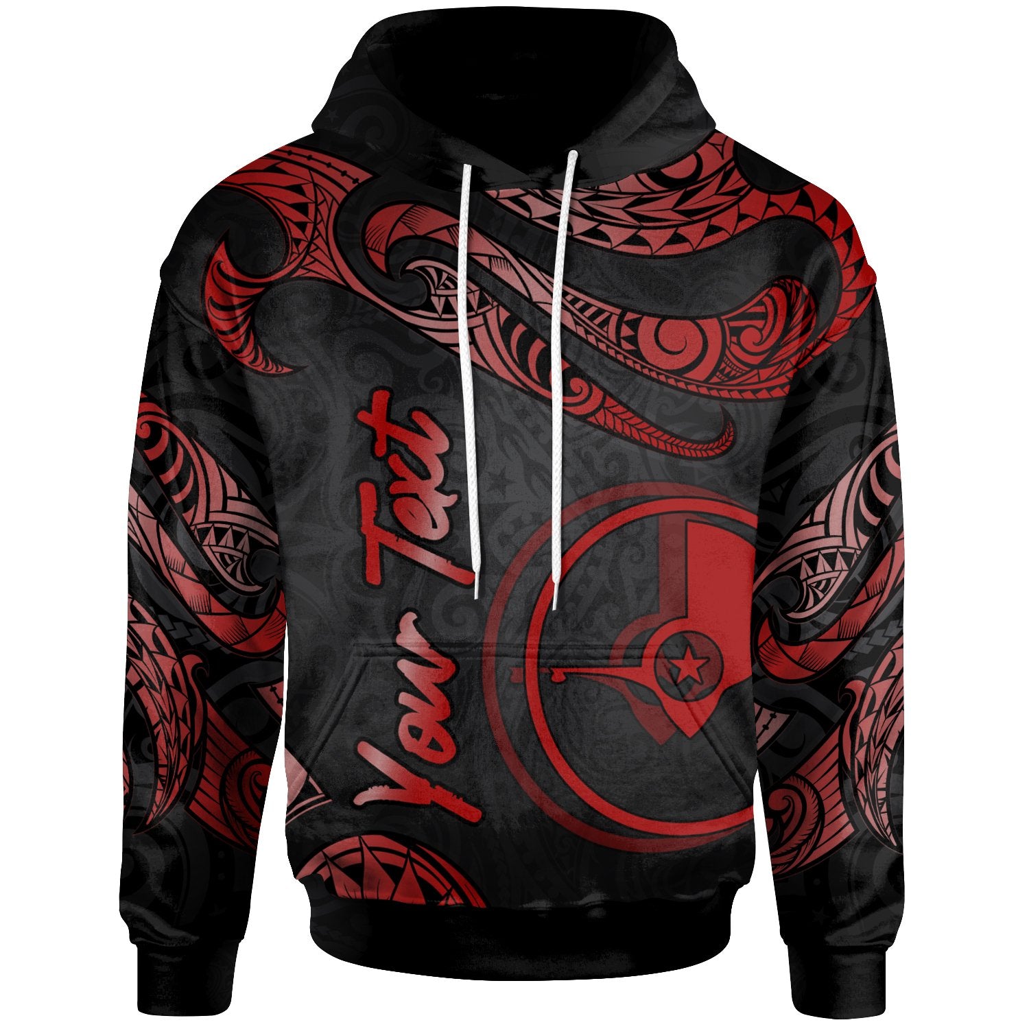 Yap Polynesian Custom Hoodie Polynesian Tattoo Red Version Unisex Red - Polynesian Pride