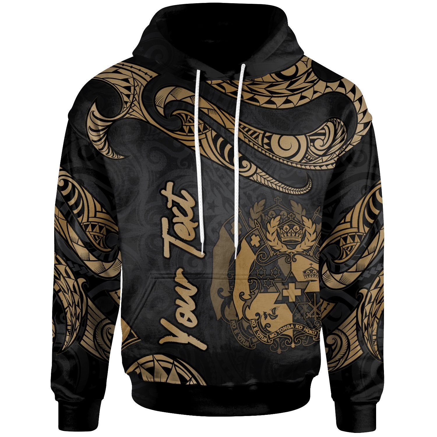 Tonga Polynesian Custom Hoodie Polynesian Tattoo Gold Version Unisex Gold - Polynesian Pride