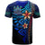 Fiji Polynesian T Shirt Blue Vintage Tribal Mountain Crest - Polynesian Pride