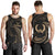 Pohnpei Micronesia Men's Tank Top - Gold Tribal Wave Black - Polynesian Pride