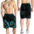 American Samoa Polynesian Men's Shorts - Turtle With Blooming Hibiscus Turquoise - Polynesian Pride