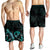 Tonga Polynesian Men's Shorts - Turtle With Blooming Hibiscus Turquoise - Polynesian Pride