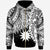 Nauru Polynesian Zip up Hoodie Tribal Wave Tattoo White Unisex White - Polynesian Pride