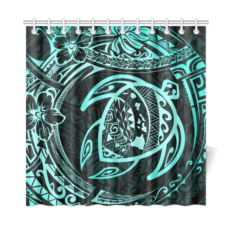 Hawaiian Turtle Polynesian Shower Curtain 177 x 172 (cm) Black - Polynesian Pride