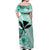 Hawaii Off Shoulder Long Dress Kakau Tribal Turquoise Batik Floral Ver.02 LT13 - Polynesian Pride