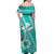 Hawaii Matching Dress and Hawaiian Shirt Kakau Tribal Turquoise Batik Floral Ver.01 LT13 - Polynesian Pride