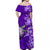 (Custom Personalised) Hawaii Off Shoulder Long Dress Polynesia Purple Sea Turtle Honu and Hibiscus LT13 - Polynesian Pride