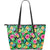 Hawaii Tropical Hibiscus Banana Leafs Large Leather Tote Green - Polynesian Pride