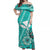 Hawaii Matching Dress and Hawaiian Shirt Kakau Tribal Turquoise Batik Floral Ver.01 LT13 - Polynesian Pride