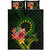 Cook Islands Polynesian Quilt Bed Set - Floral With Seal Flag Color - Polynesian Pride