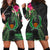 Pohnpei Micronesia Hoodie Dress Tropical Flowers LT13 Black - Polynesian Pride