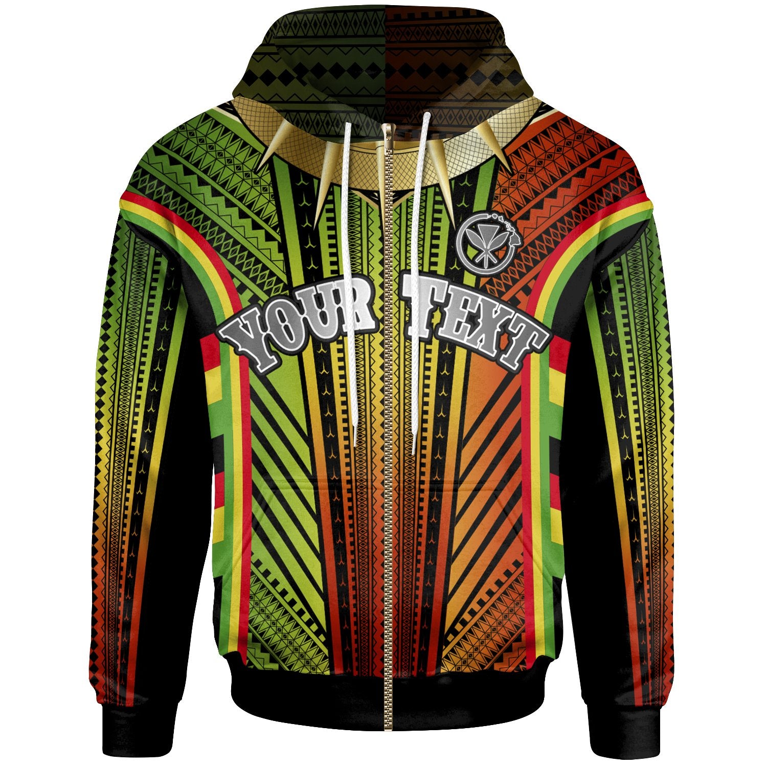 Hawaii Polynesian Custom Zip Hoodie Tribal Ornamental Unisex Reggae - Polynesian Pride