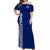 Queen Salote College Off Shoulder Long Dress QSC Tonga Pattern LT13 Long Dress Blue - Polynesian Pride