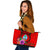 Guam Polynesian Custom Personalised Large Leather Tote - Floral With Seal Red - Polynesian Pride