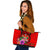 Fiji Polynesian Custom Personalised Large Leather Tote - Floral With Seal Red - Polynesian Pride