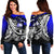 Federated States of Micronesia Women's Off Shoulder Sweaters - Tribal Jungle Pattern Blue Color Blue - Polynesian Pride